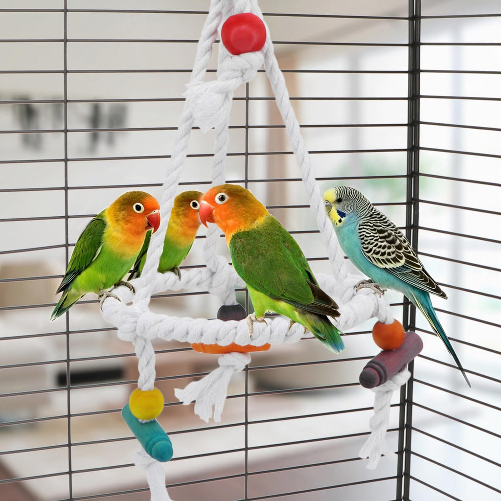 Hypeety Bird Swing Multi Birds Cotton Rope Round Hanging Hammock Perch Toy