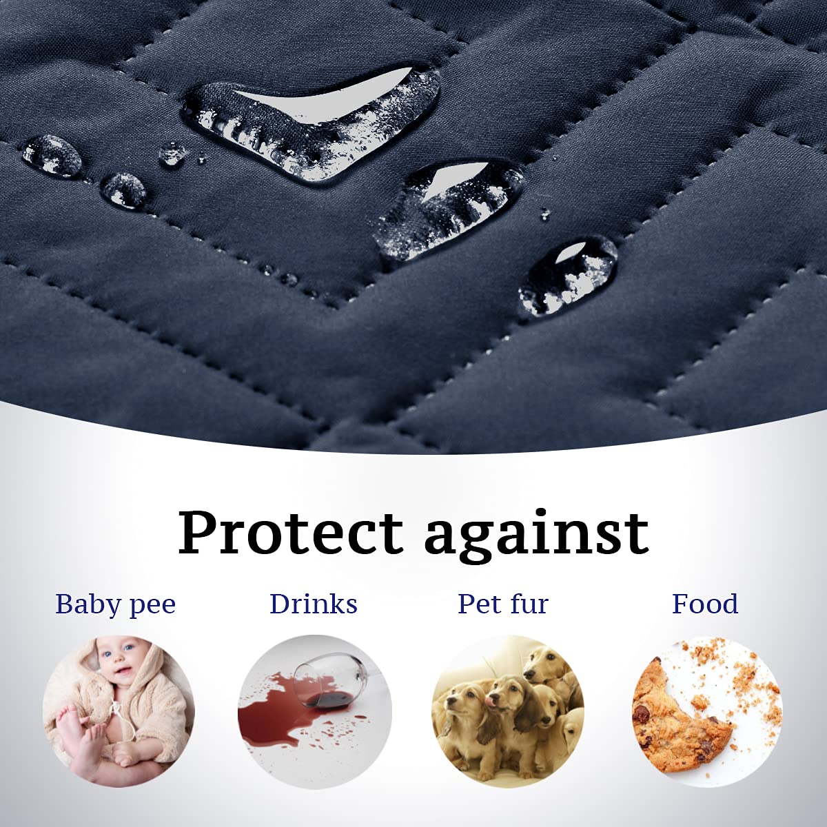 H.VERSAILTEX Reversible Loveseat Cover Furniture Protector Anti-Slip Water Resistant 2" Elastic Straps Couch Covers Pets Kids Fit Sitting Width Up to 54"(Oversized Loveseat: 75" x 98", Navy/Beige)