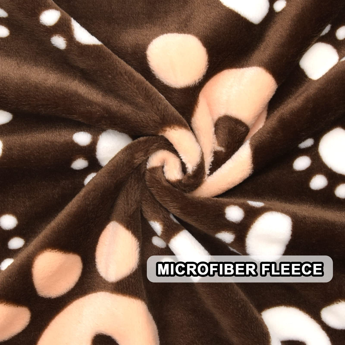 AHOOCUSTOM Dog Blanket, Soft Fleece Dog Blankets for Small Medium Dogs, Fluffy Flannel Pet Cat Puppy Blanket Mat Cover for Bed Couch, Cute Paw Print Throw Blanket for Dogs, Brown 40"X30"