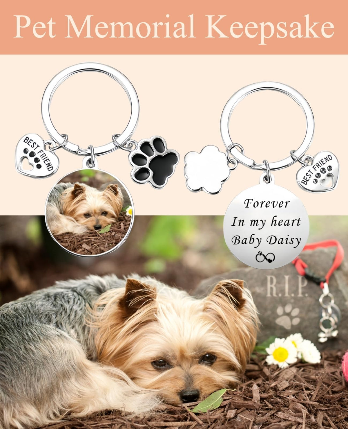 Casmyuni Custom Pet Keychain with Picture Personalized Dog Photo Gifts