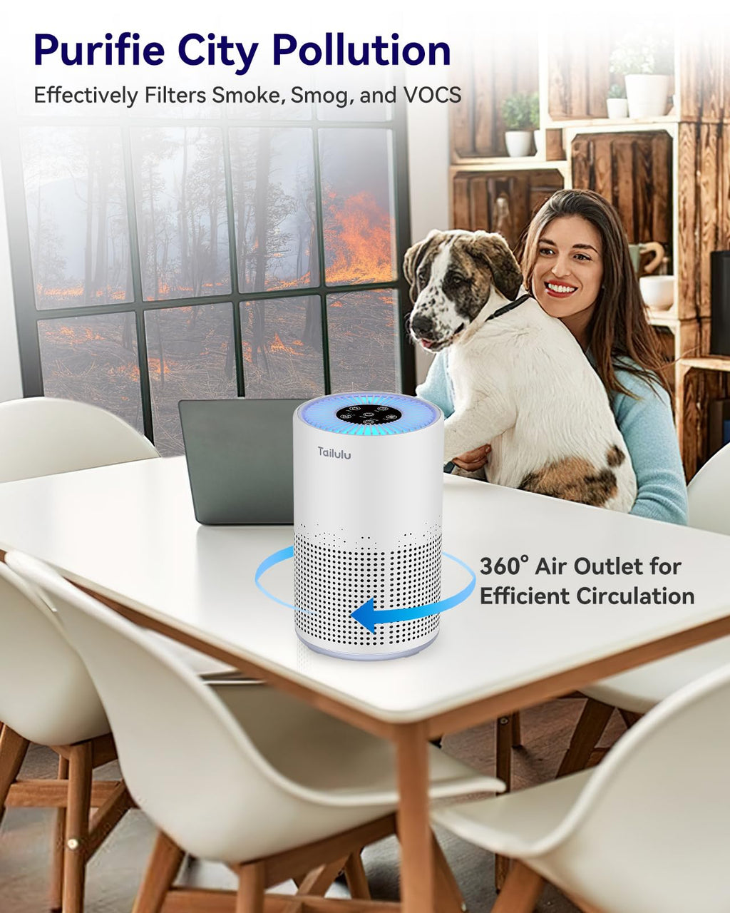 Tailulu Air Purifiers for Home 1200 Ft², H13 True HEPA Air Purifier Bedroom