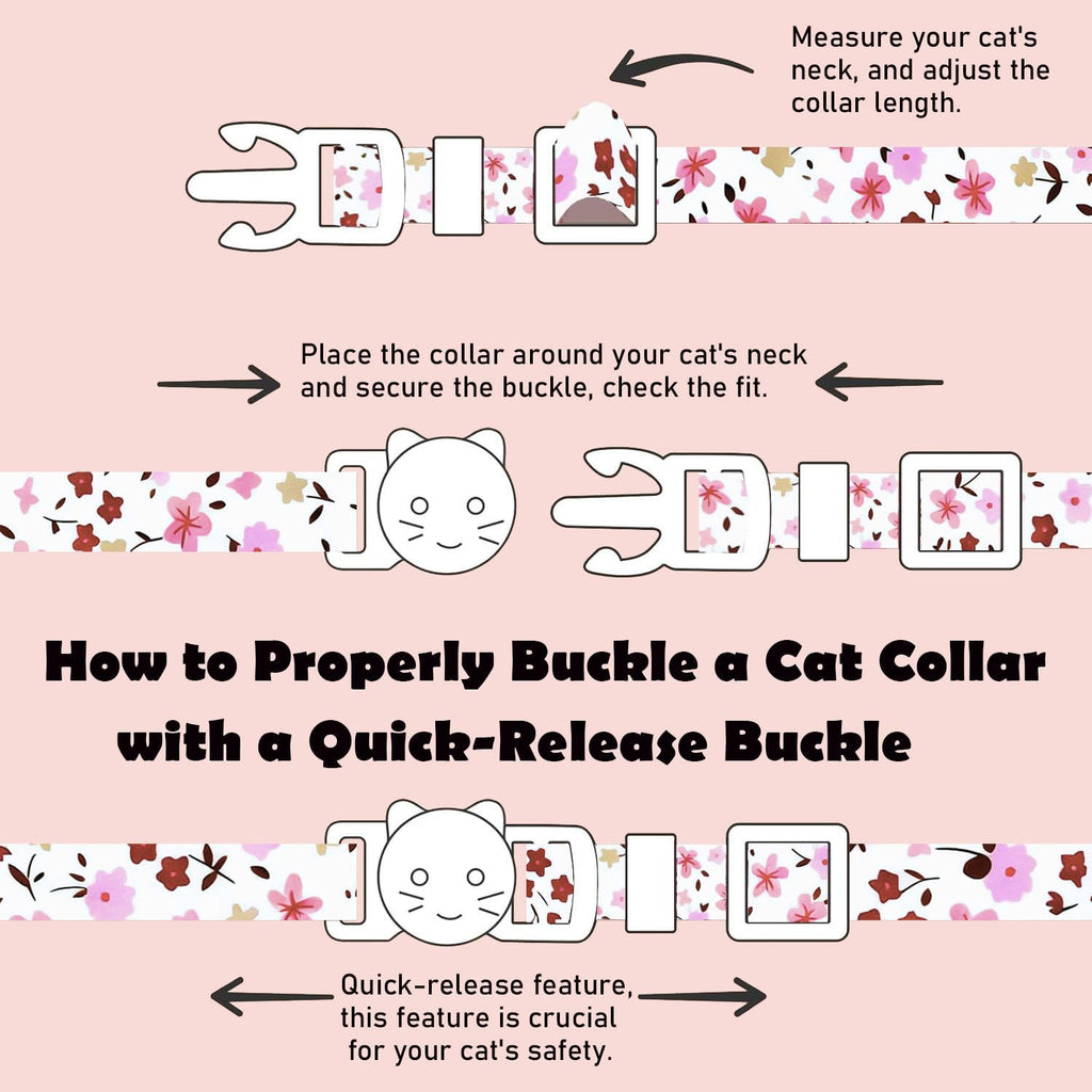 2 Pack Cotton Breakaway Cat Collars Set with Bell and Flower Pendant, Cute Floral Fruit Patterned, Adjustable 7.5-11Inch, Include A Mouse Toy Gift (Vintage+ Small Pink Flower)