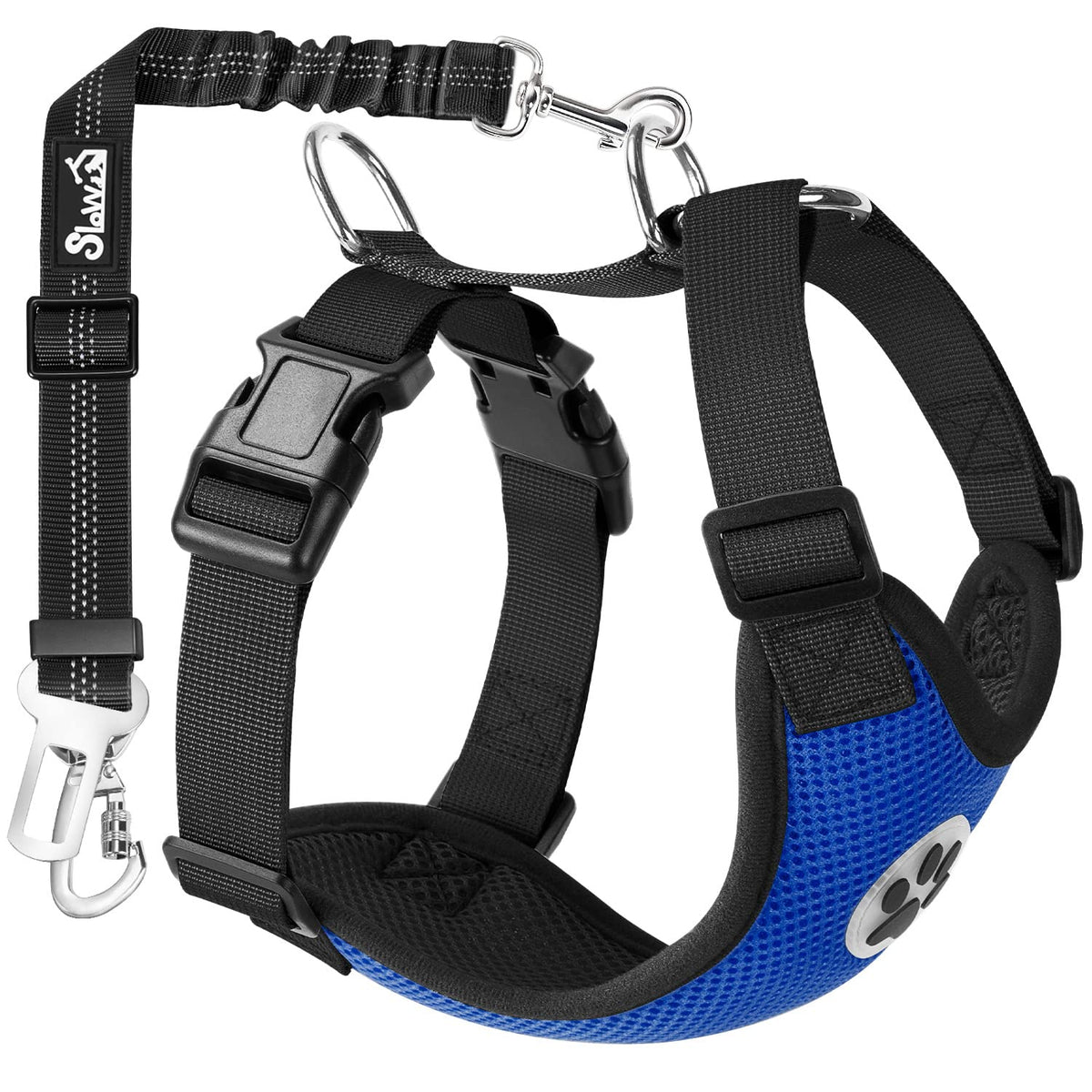 SlowTon Dog Seat Belt and Harness for Car, 2 in 1 Seatbelt Buckle, B M