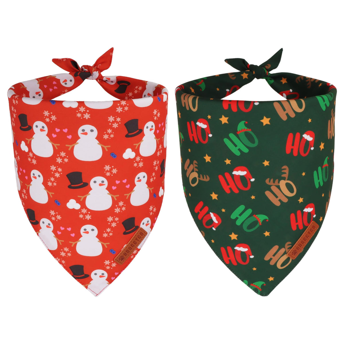 ADOGGYGO Christmas Dog Bandanas 2 Pack, Reversible Snowman Hoho Pattern Xmas Scarf, Premium Fabric, Adjustable Fit Red Green Christmas Bandanas for Extra Large Dogs (X-Large)