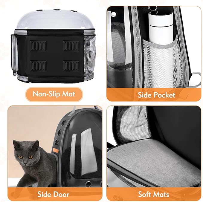 Cat Carrier Backpack, Cat Carrier Backpack for Small Medium Cat Puppy Dog, Transparent Space Capsule Pat Carrier Backpack, Airline-Approved Pet Carrier, Designed for Travel Hiking Walking Camping
