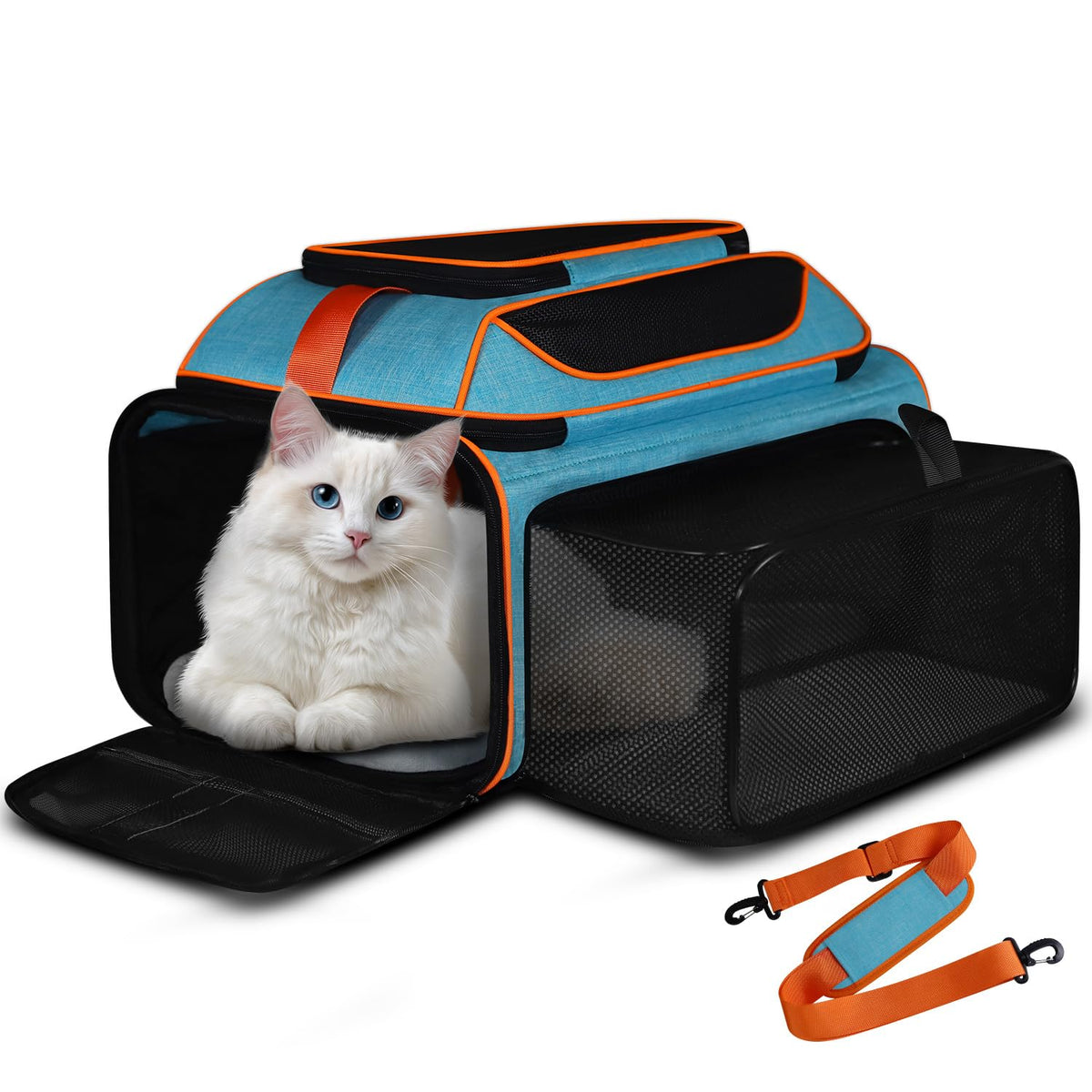 Petskd Top-Expandable Pet Carrier 19"x13"x9" Airline Approved, Blue