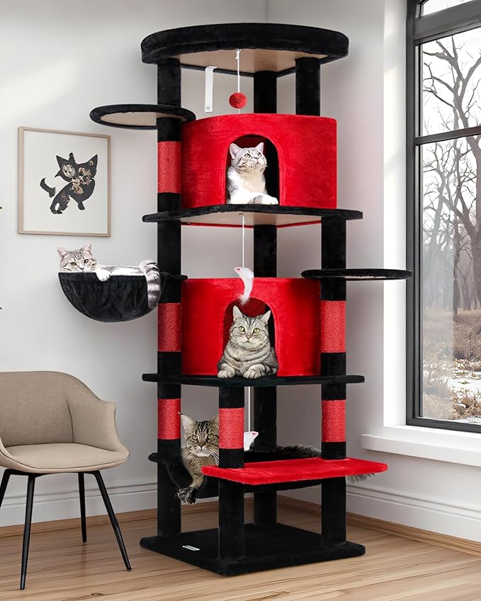 Globlazer Corner Cat Tree Tower with Scratching Post, C51, Dark Grey