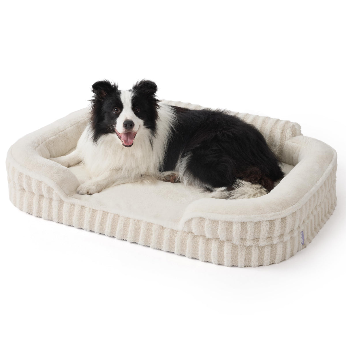 LE SURE Cute Cozy High Back Orthopedic Dog Beds Large Sized Dog,35" Beige