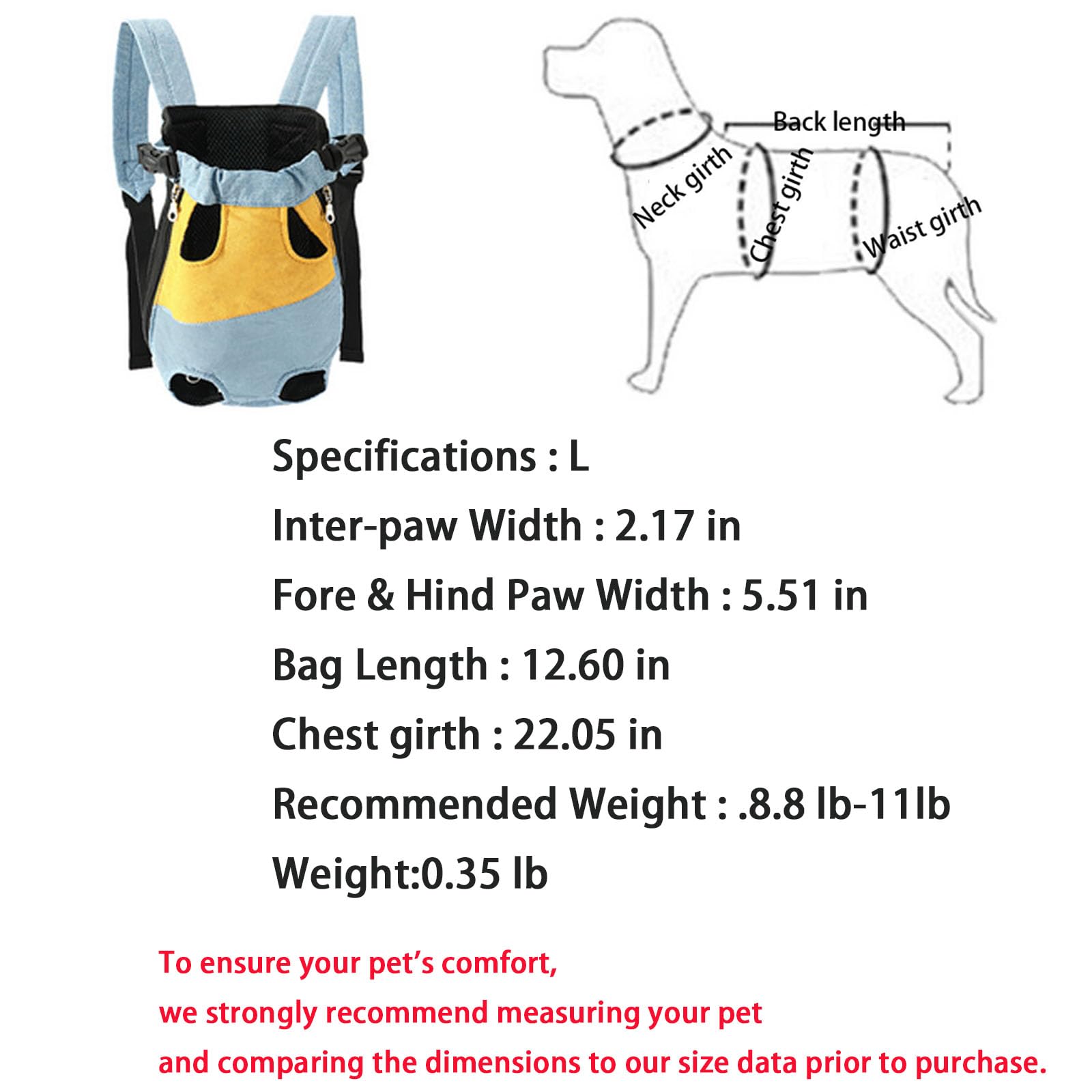 Lightweight Pet Backpack Carrier for Small Dogs & Cats - Easy-Fit Adjustable Straps, Basic Legs-Out Design, Durable for Daily Use (Fits Pets Under 15lb). (Red-Blue Color-Blocked, Large(8.8lb-11lb))