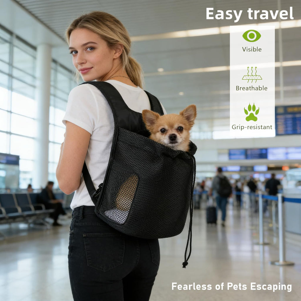 NALIYOUHU Dog Front Carrier Backpack,Ventilated Mesh Puppy Back Pack with Safety Belt,Adjustable Breathable Pet Carrier for Small Dogs Cats,Lightweight Doggy Backpack for Hiking Cycling Outdoor
