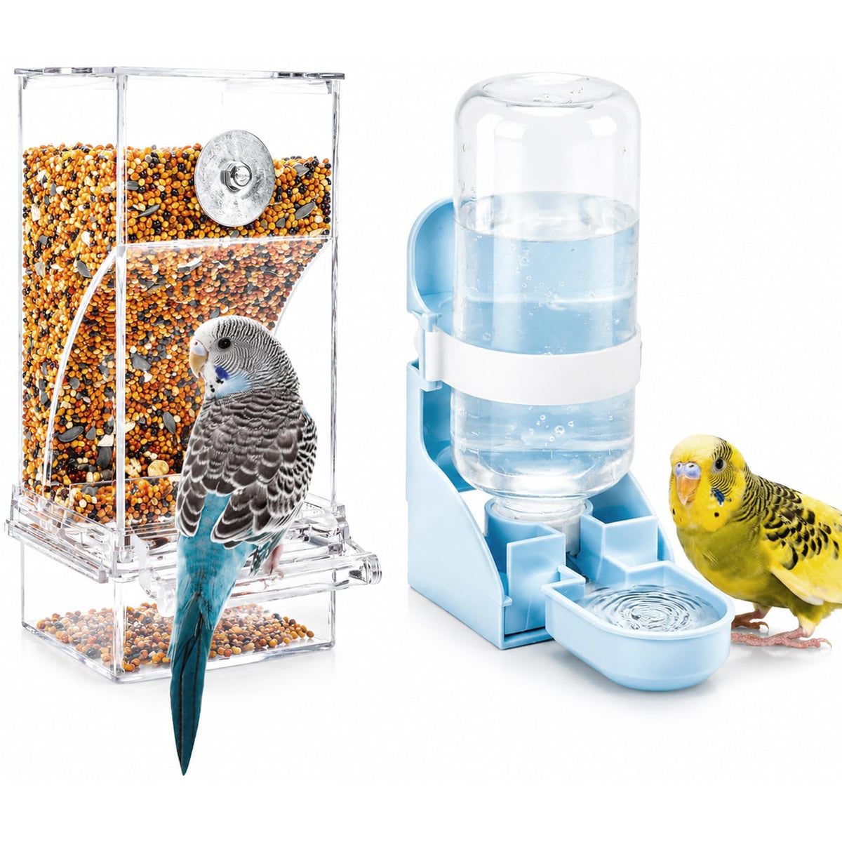 Rypet No-Mess Bird Feeder and Water Dispenser Set for Small Birds