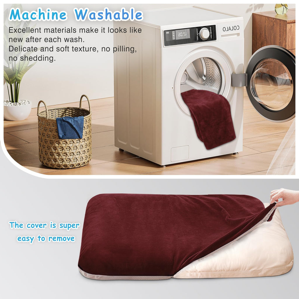 Magic Dog Super Soft Extra Large Dog Bed, 47 Inches Jumbo Orthopedic Foam Pet Beds with Anti Slip Bottom, Dog Sleeping Mattress with Removable and Washable Cover, Burgundy XL