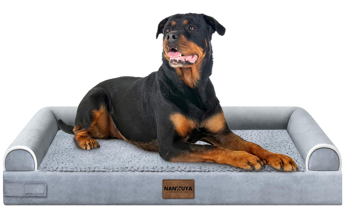 NANUYA Orthopedic Dog Bed for Jumbo Dogs, 48 x 33 Inch, Light Grey