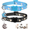 Baeuppit 2Pcs Breakaway Cats Collars Cat Collars for Boy & Girl Cats Adjustable Kitten Collars with Bell,Pink+Teal,8"-13.1"