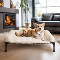 Veehoo Elevated Dog Beds Medium Sized Dog with Fluffy Plush Bolster Cushion