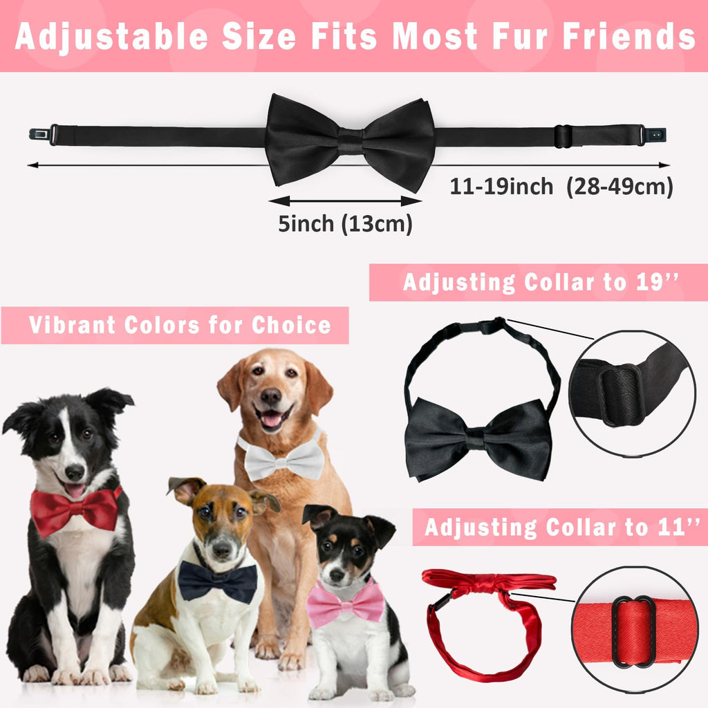 Dog Bow Ties for Large Dogs, KOOLMOX Wine Red Adjustable Dog Collar Bow Tiefor Medium and Large Dogs Cats Pets Wedding Birthday Graduation Holiday Halloween Cosutmes