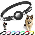 AirTag Cat Collar Breakaway with Apple Air Tag Holder & Bell - Reflective Adjustable Kitten Collar, Lightweight Nylon Safety Release Buckle for Boy Girl Cats, Indoor Outdoor (Fits 8-11 in)