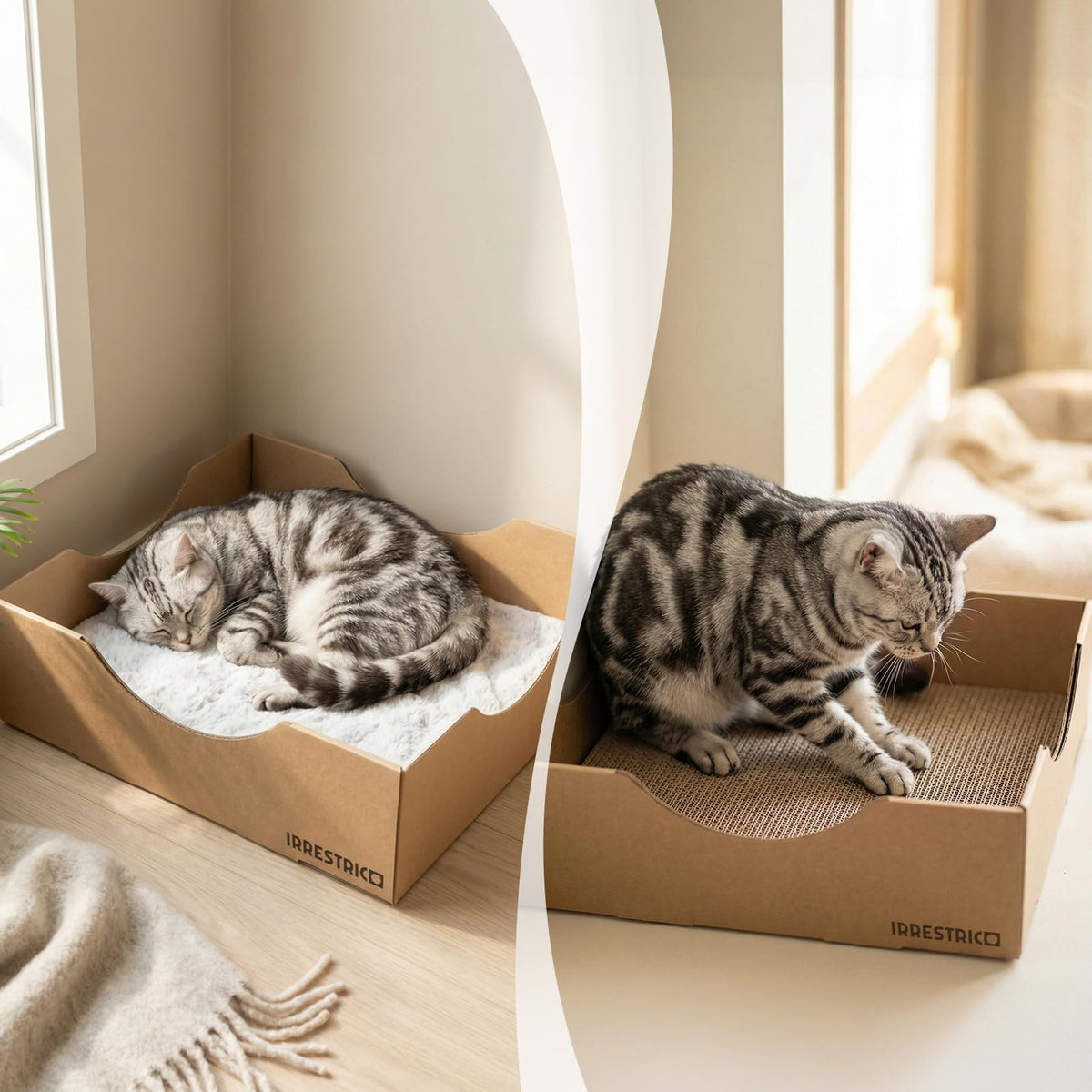 IRRESTRICO Modular Cardboard Cat Condo System, Bowl-Shaped Cat Bed Module, Cardboard Cat Bed, Foldable DIY Cat Bed for Indoor Cats