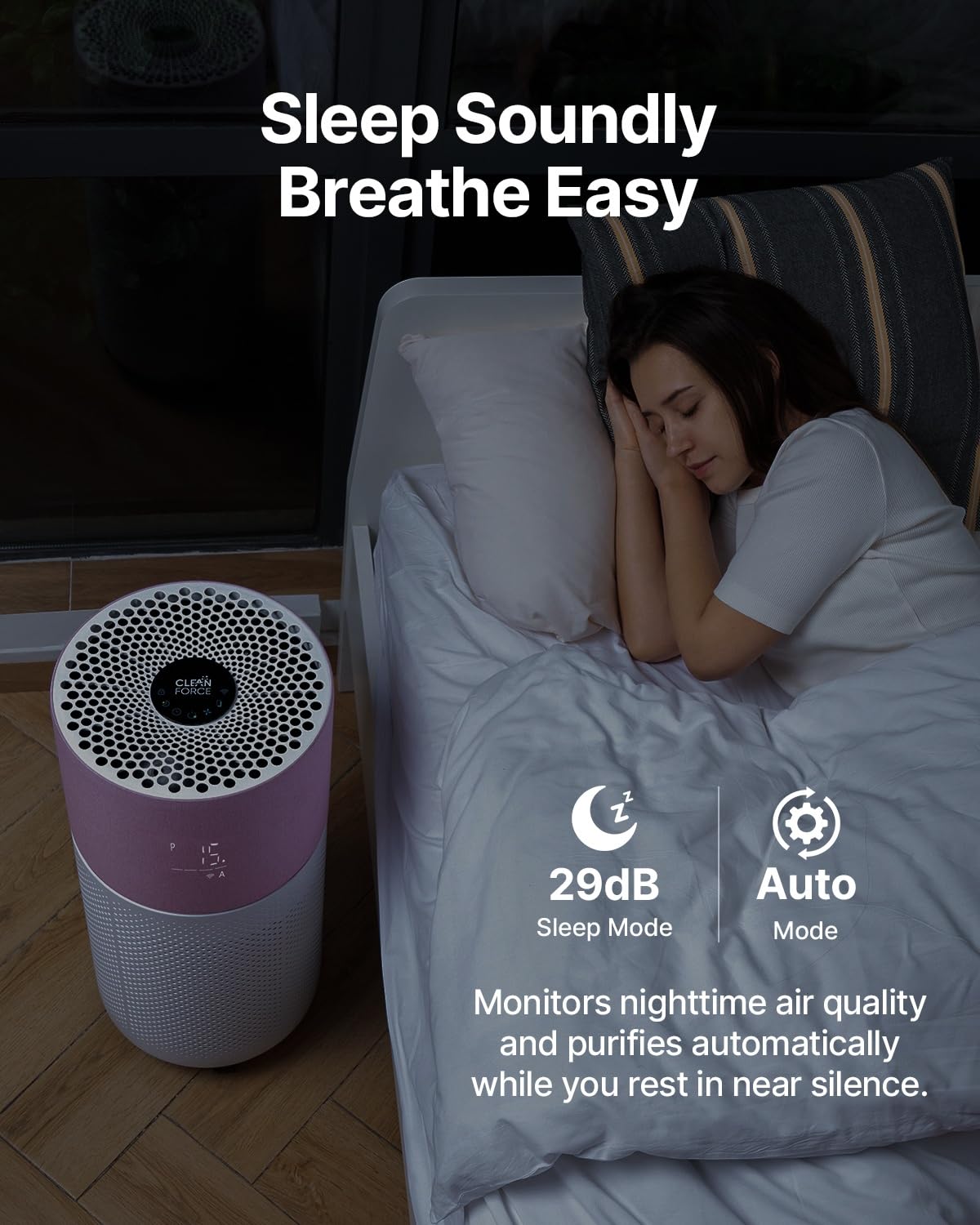 CleanForce Air Purifier for Large Room up to 2,250 ft², H13-Grade HEPA Filtration & Activated Carbon Layer, Captures Dust, Pollen, Smoke & Pet Dander | Smart App & Alexa | Gray, Rainbow Series