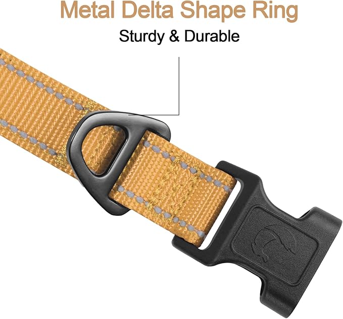 Joytale Reflective Dog Collar, Adjustable Neoprene Padded, Khaki S