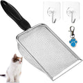 itPlus Cat Litter Scoop, Stainless Steel Cats Sturdy Mesh Scooper Kitty Metal Scooper Long Handle Scooper Shovel Sifter for All Litter Types Metal Cat Scooper for Litter Box