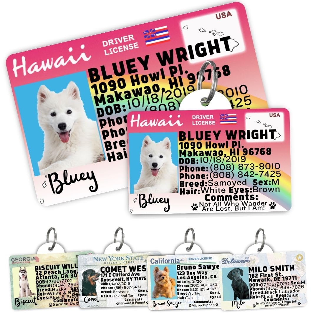 Dog Tags Personalized, Dog ID License Tag for Pets (Arizona, Wallet Card)