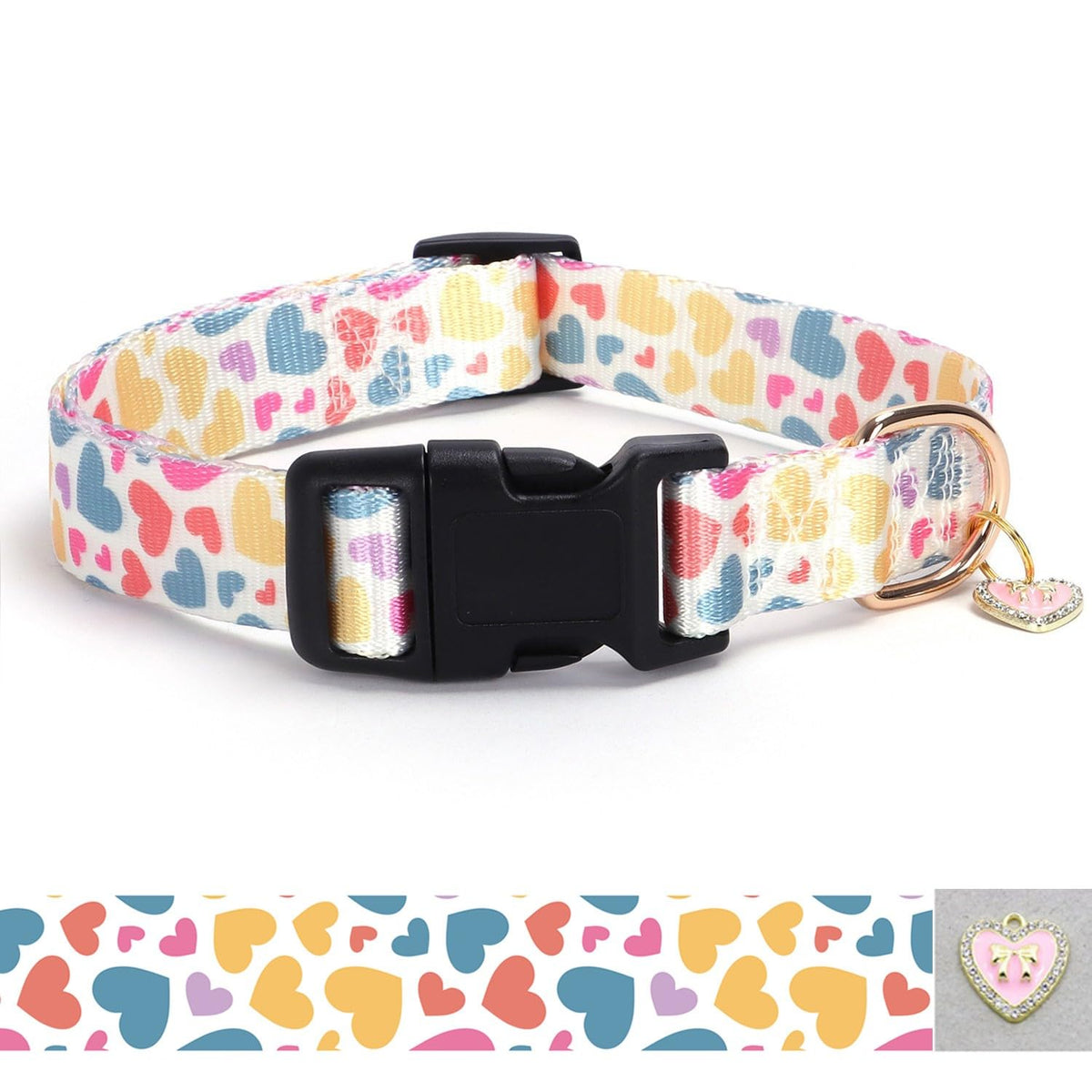 Reflective Dog Collar with Buckle Adjustable Safety Nylon Collars for Small Medium Large Dogs, Light Pink L