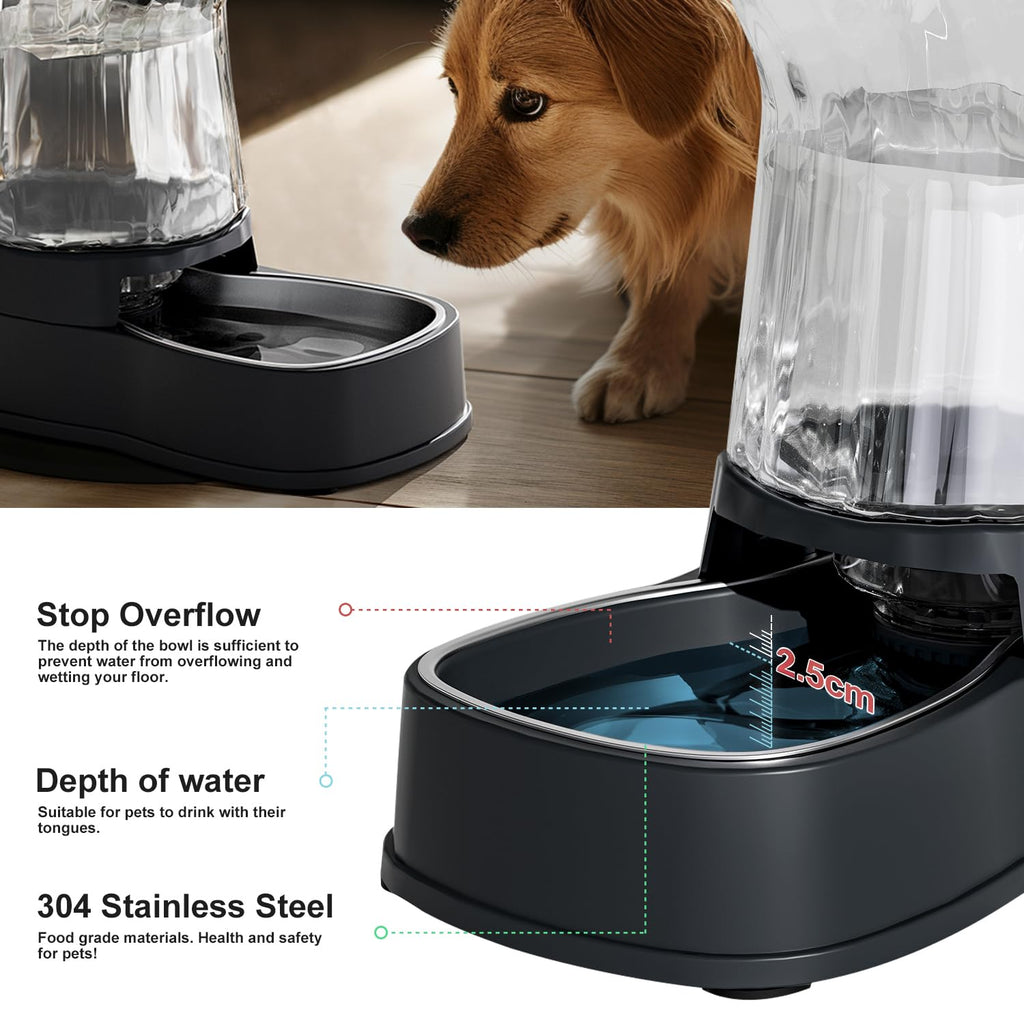 Gardner Pet Automatic Dog Water Dispenser Gravity Stainless Steel Water Waterer Feeder, 100% BPA-Free Large Capacity Water Feeding Bowls for Medium & Large-Sized Dogs,Cats, Other Pets -(2.1 Gallons)