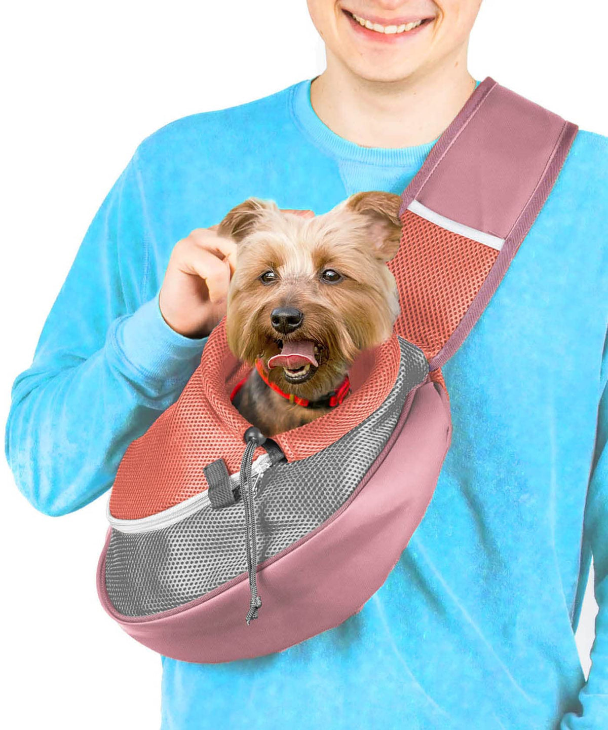Cuddlissimo Small Dog Sling Carrier, Pet Cat Sling, Puppy Pouch - Red-S