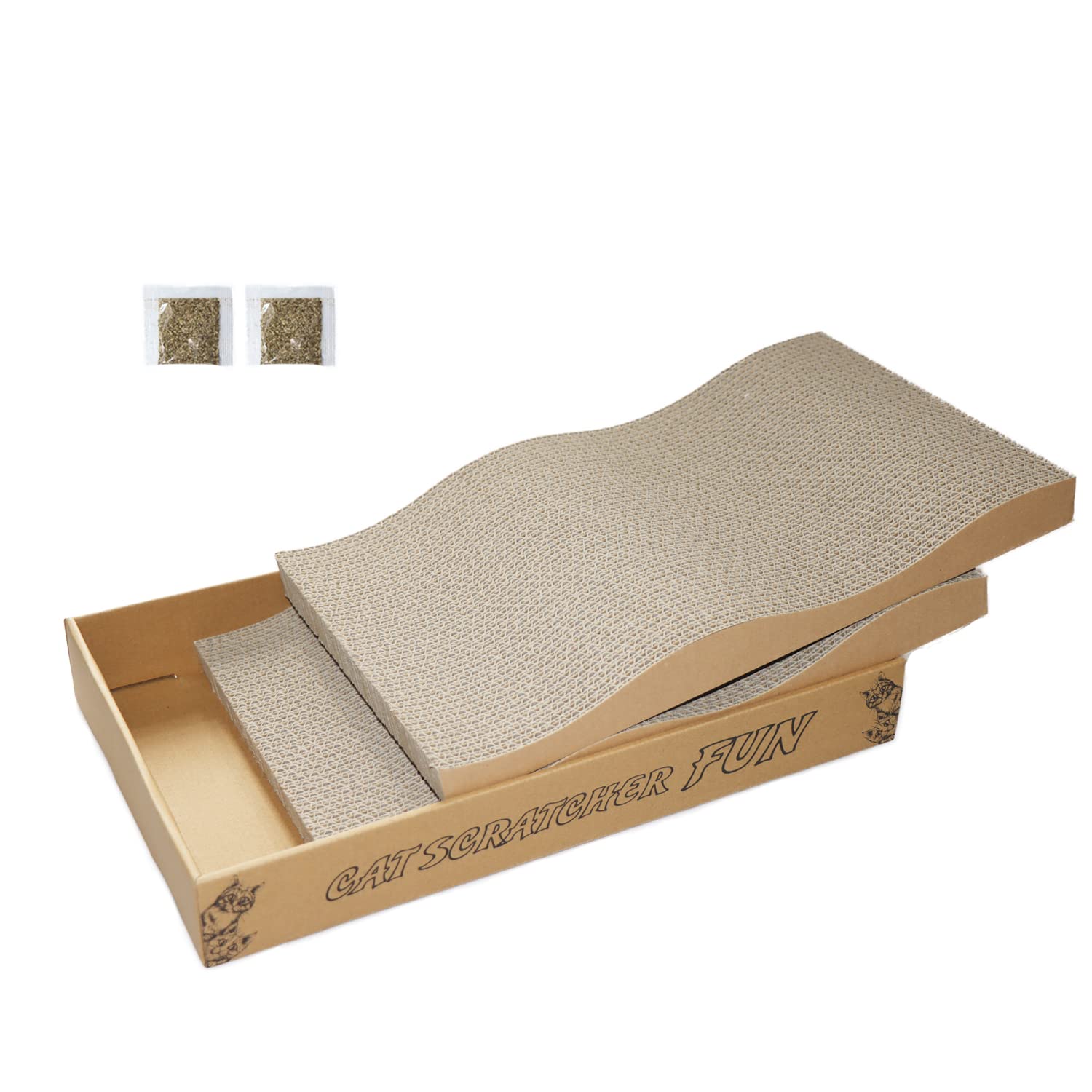 RUBMEOW Cat Scratcher Pad Cardboard Scratch Box for Indoor Cats and Kittens