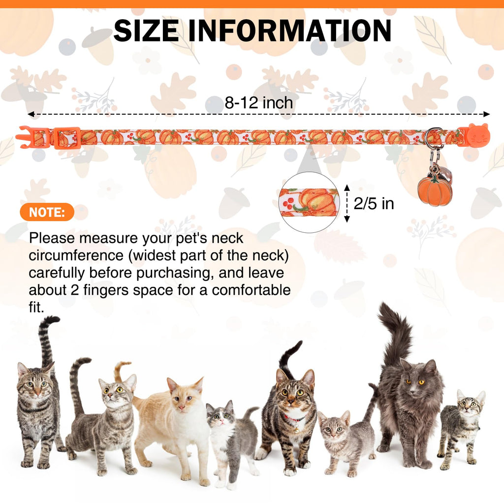 DILLYBUD Thanksgiving Cat Collar Breakaway, Soft Kitten Collars with Bell