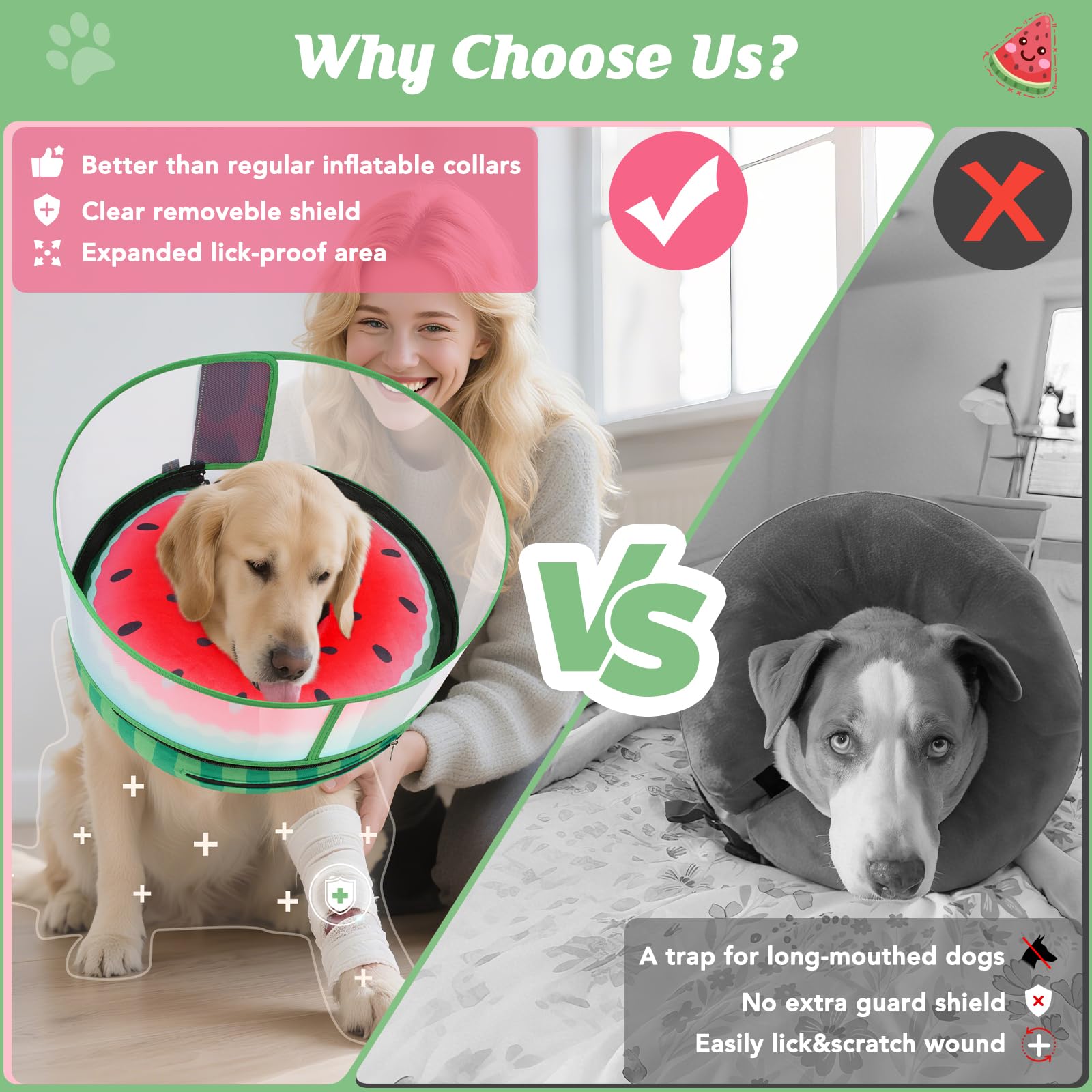 Didopet Inflatable Dog Cone with Anti-Licking Clear Shield, Fits Small Dogs