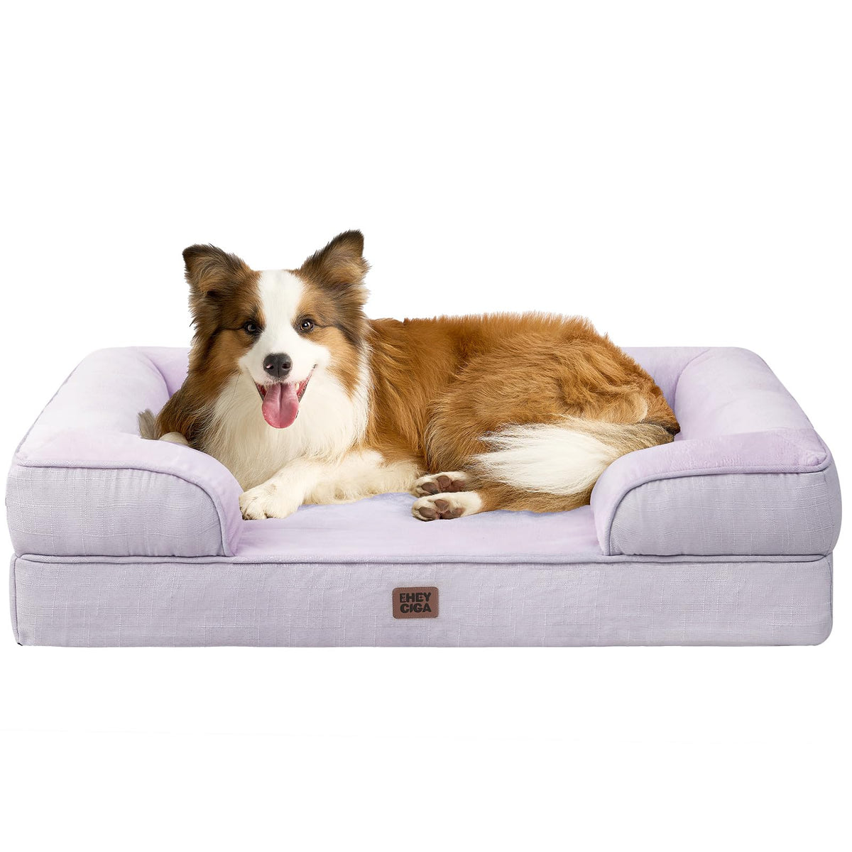 EHEYCIGA Orthopedic Dog Beds for Large Dogs, Waterproof Memory Foam Large Dog Bed with Sides, Non-Slip Bottom and Egg-Crate Foam Pet Couch Bed with Washable Removable Cover, Grey
