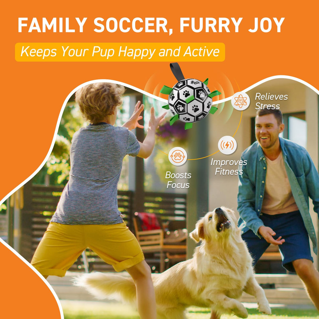 QDAN Dog Soccer Balls Toy with Bell Inside, Squeaky Ball for Large Dogs