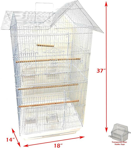38-Inch Double Roof Top Large Flight Bird House Cage