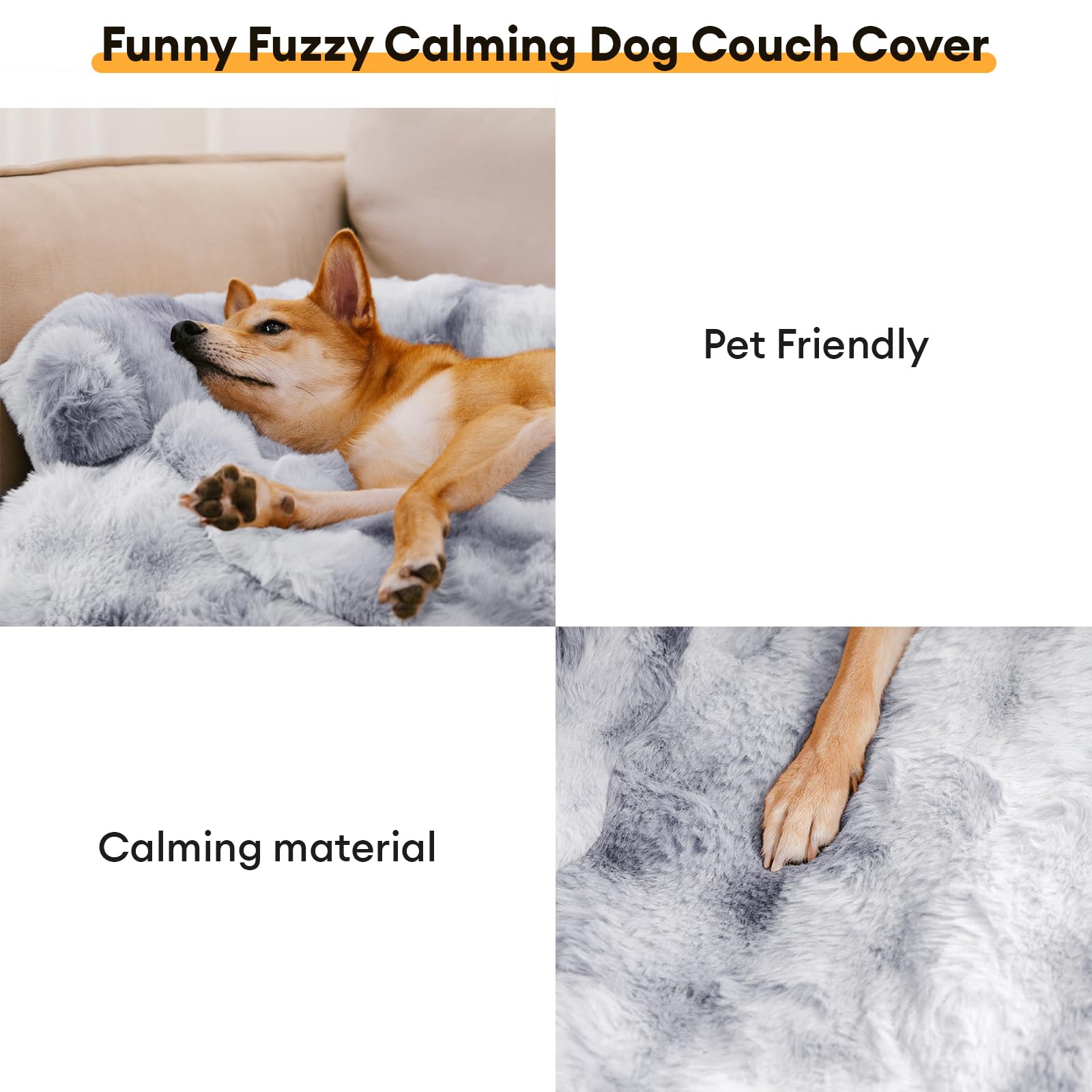 FUNNY FUZZY Dog Couch Bed, Luxurious Medium Pet Sofa Bed Cover Washable