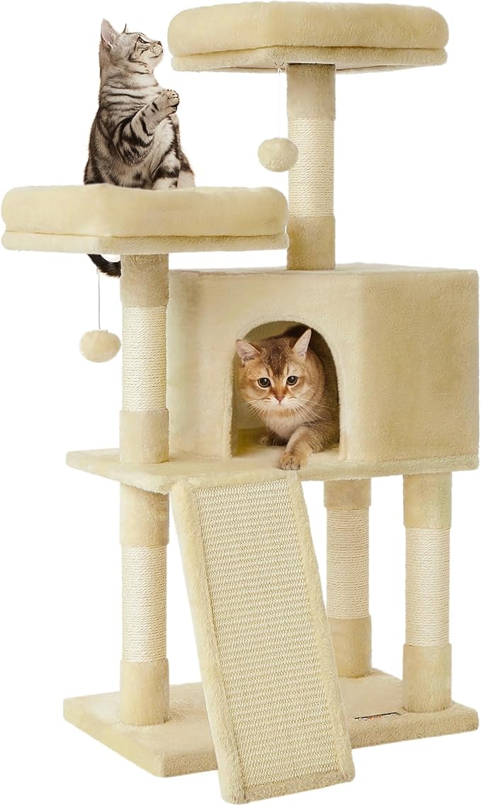 Feandrea Cat Tree, 45.3-Inch Cat Tower, Cat Scratching Post