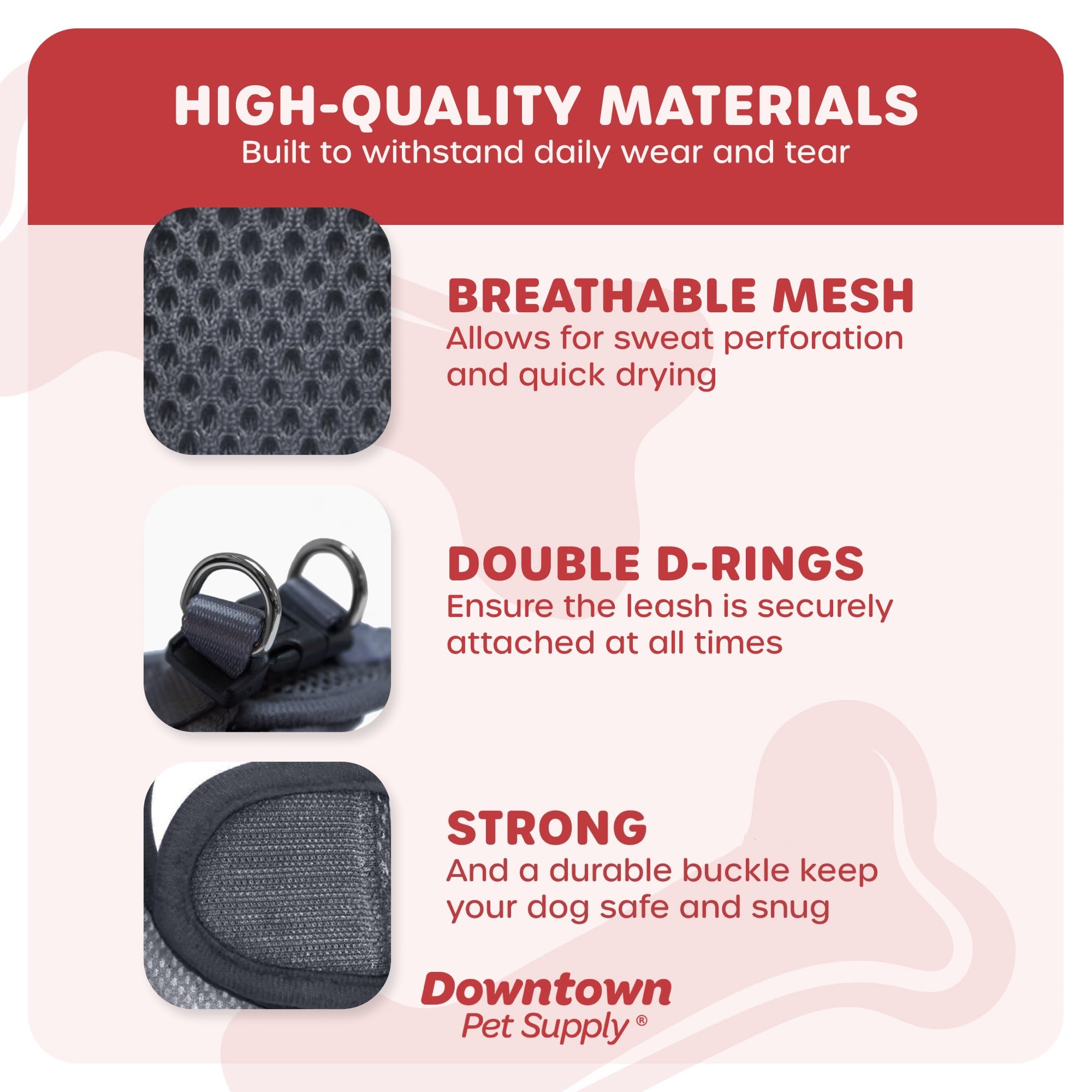 Downtown Pet Supply Step-in Dog Harness – No Pull, Adjustable Padded Mesh with Reflective Trim, Secure Buckle Strap – Comfortable & Breathable Small Dog Harness, Medium, Charcoal