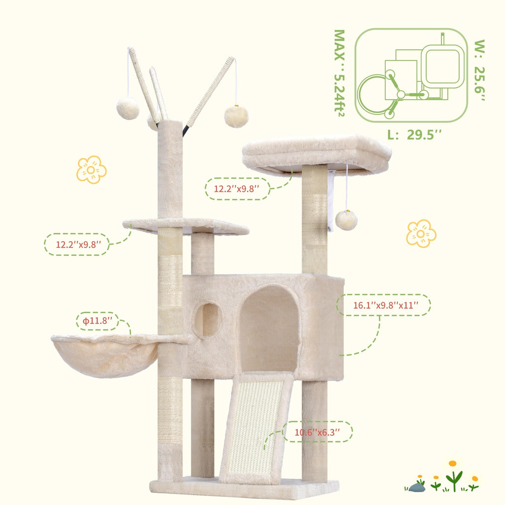 Hey-brother Cat Tree Tower with Removable Toys, Scratching Posts, MPJ008SM