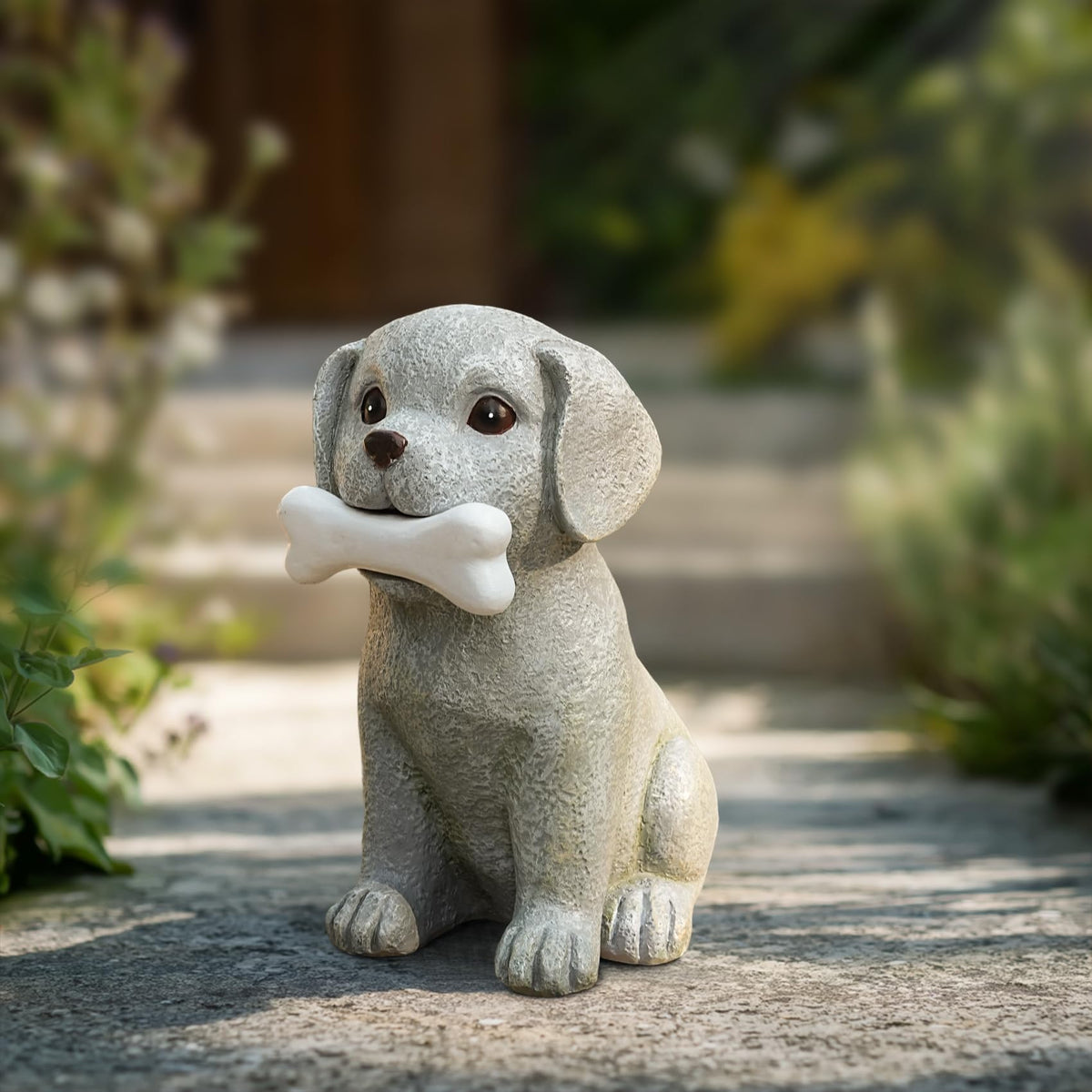 zuzuzen Solar Dog Statue with Glowing Bone Light, Outddor Decor Light Gifts
