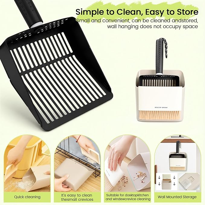 Accesfire Cat Litter Scoop with Holder, Stainless Steel, Non-Slip Handle