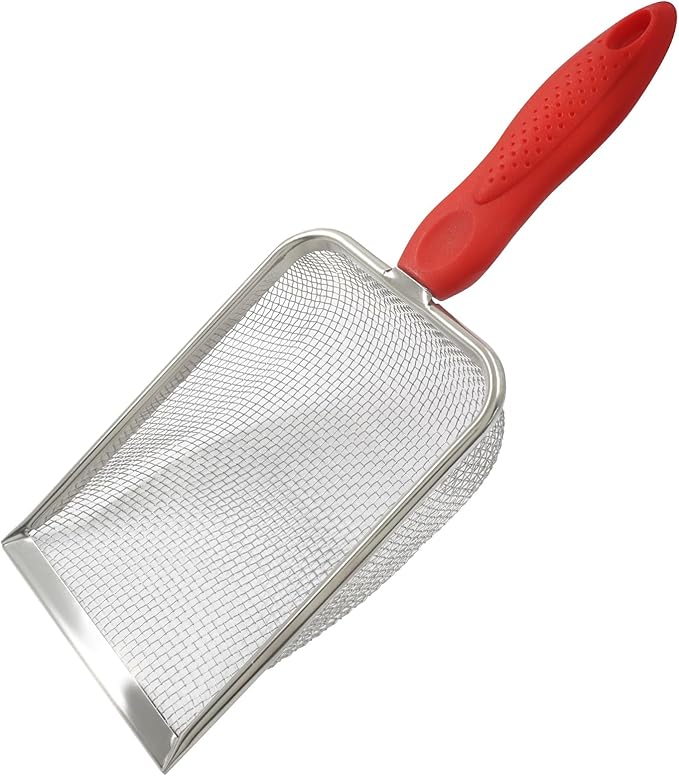 Murtenze Stainless Steel Cat Litter Scoop, Non-Stick Coated Metal Fine Sand Litter Scoop, Mesh Shovel for Reptile Kitten Pooper (Green, 2mm mesh)