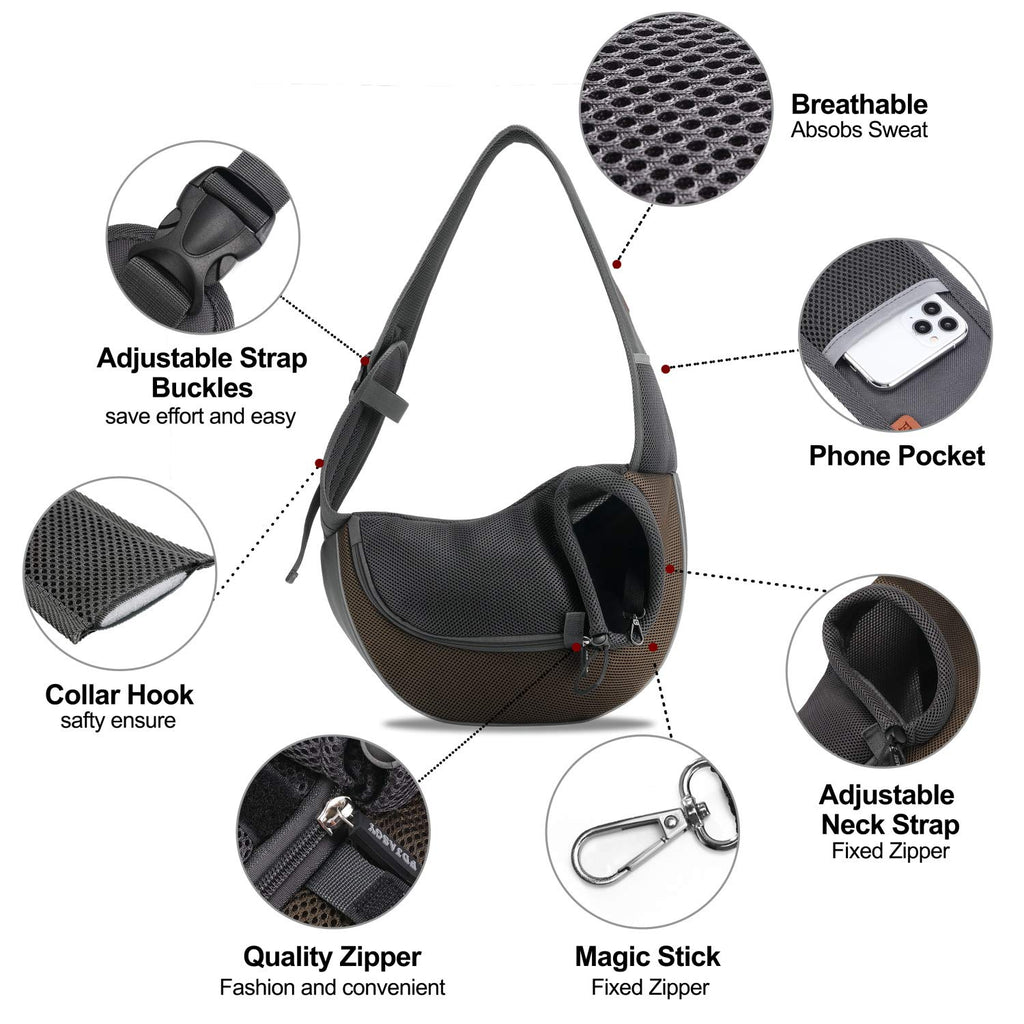 FDJASGY Pet Sling Carrier for Small Dogs Cats,Breathable Mesh Travelling Hand Free Puppy Backpack with Pouch and Adjustable Strap Carrier