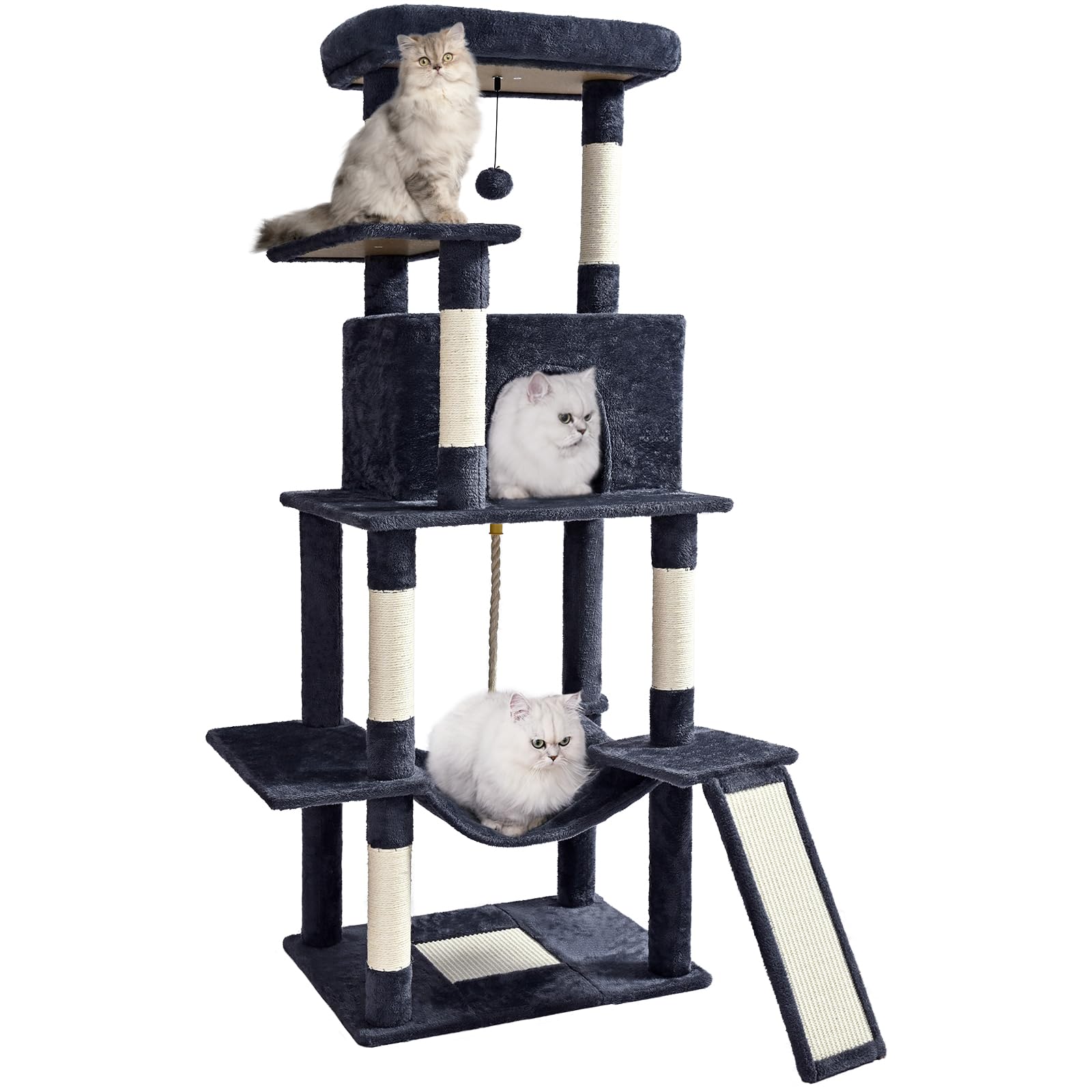 ABCPET 63" Multi-Level Cat Tree Tower for Indoor Cats, Dark Grey