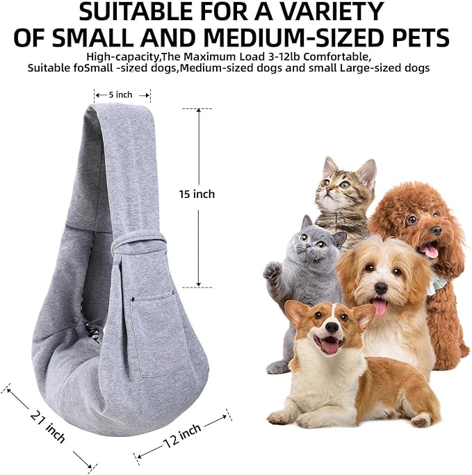 Dog and Cats Carrier Sling, Puppy Small Pet Carrier with Storage Pocket