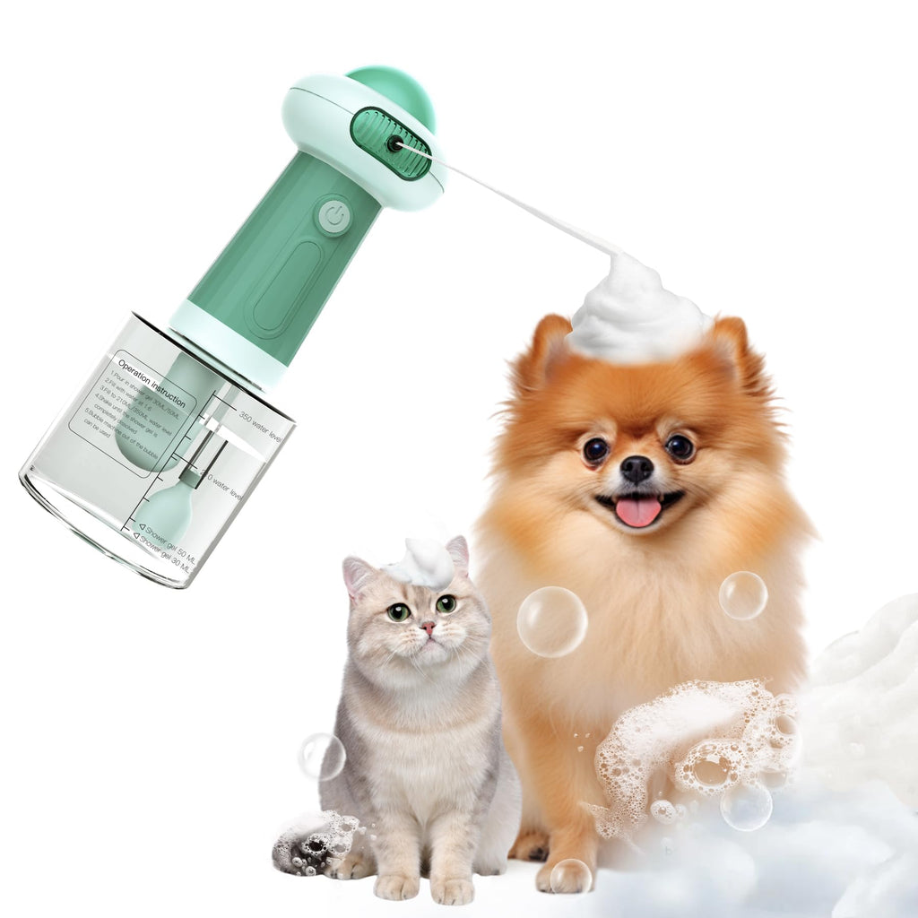 NRYDEPET Electric Dog Shampoo Dispenser & Foam Machine - Automatic Pet Bath Soap Dispenser with Magnetic Charging, Waterproof Dog Shower Frother for Dogs, Cats, Puppies (Green)