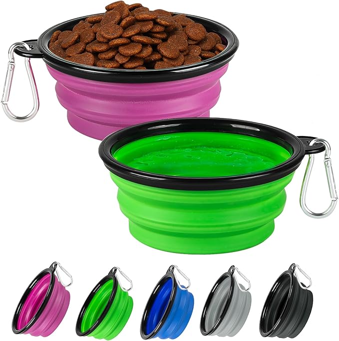 Collapsible Dog Bowl for Travel,2-Pack 12oz Pet Portable Water Food Bowls