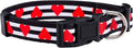 Native Pup Valentine’s Dog Collar- Valentines Day Pet Collars- Valentine Girly Hearts- Pink Red Heart- Cute Boy Girl Puppy Gift- Adjustable for Small, Medium, Large Breeds (Striped Hearts, Large)
