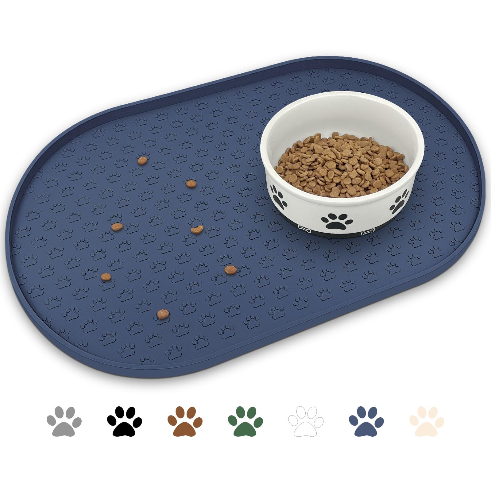 KPWACD Dog Food Mat Anti-Slip Bowl Mats, High-Lips Waterproof Pet Placemat