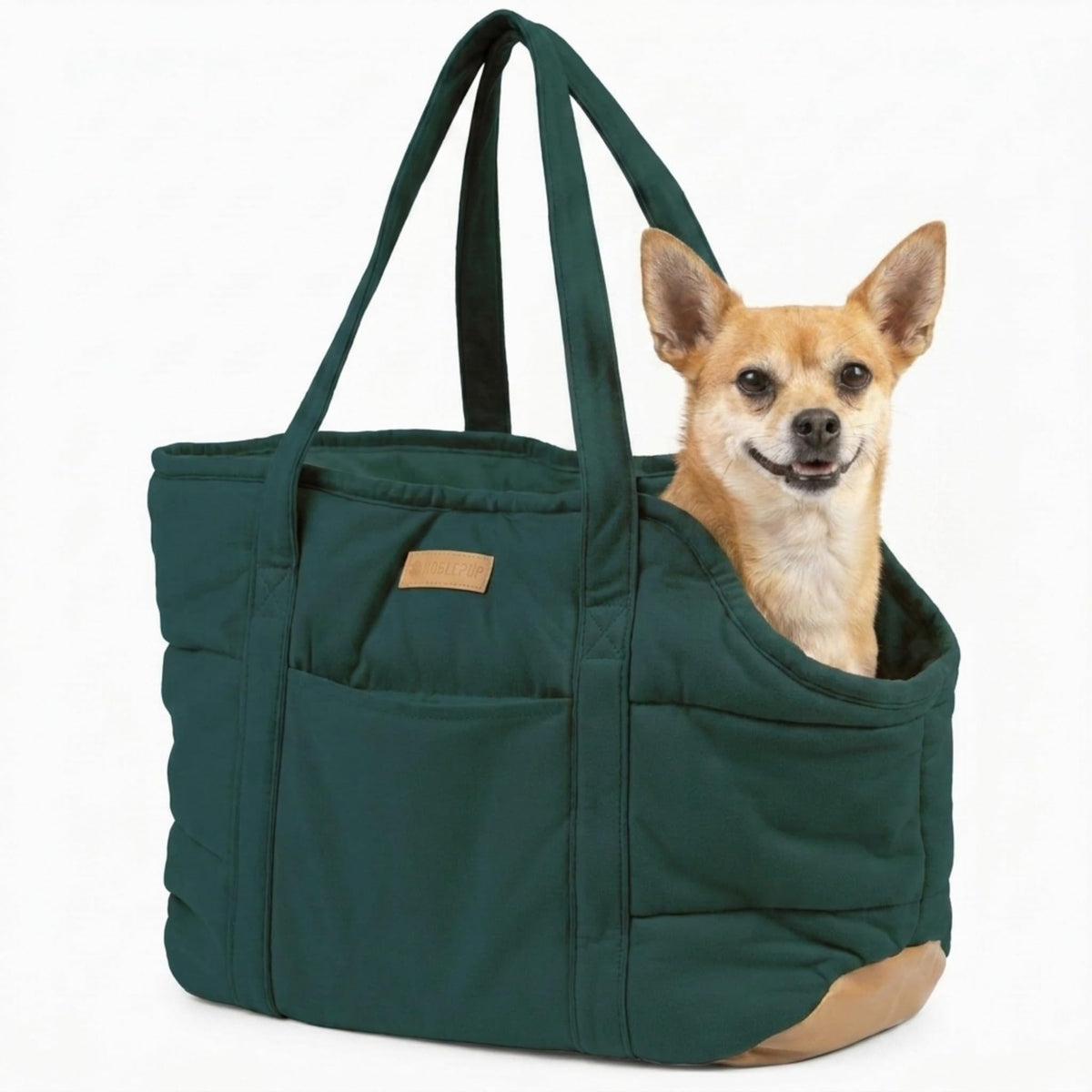 NoblePup Plush Dog Purse Carrier for Small Dogs, Soft Tote Bag with Safety Harness Clip, Cozy Pet Carrier for Dogs Under 15 lbs, Comfortable Shoulder Carrier for Travel, Black 2.0